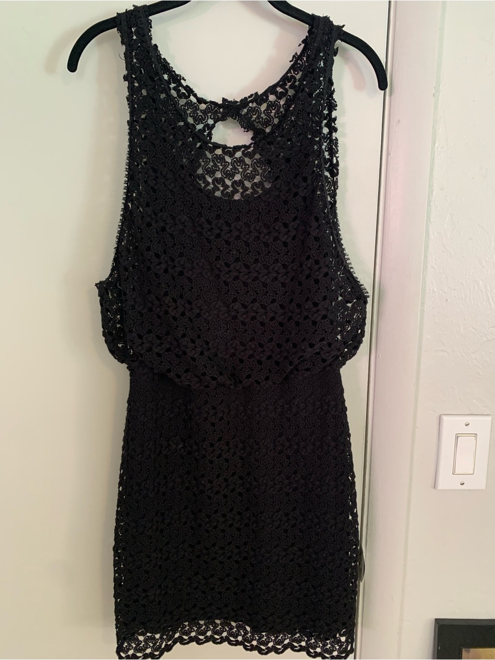 Free People Black Crochet Mini Dress